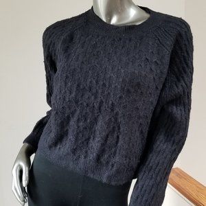 Thick and Soft Black Knitted Crop Sweater - with Free Gift